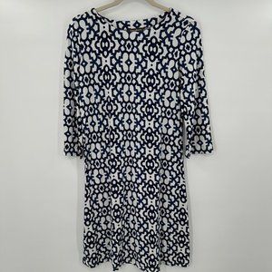 Tommy Bahama Hawaiian Geometric Stretch‎ Long Sleeve Blue White Size XS